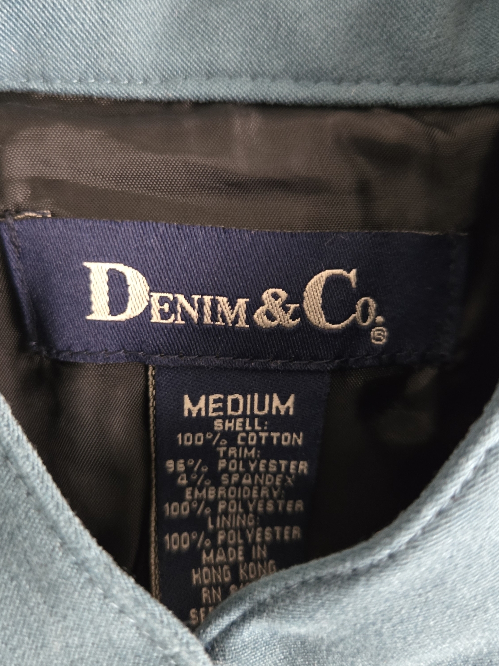 Denim&Co Vtg Embroidered Cotton Black Western Boho Whimsigoth Jean Jacket Medium - Picture 2 of 7